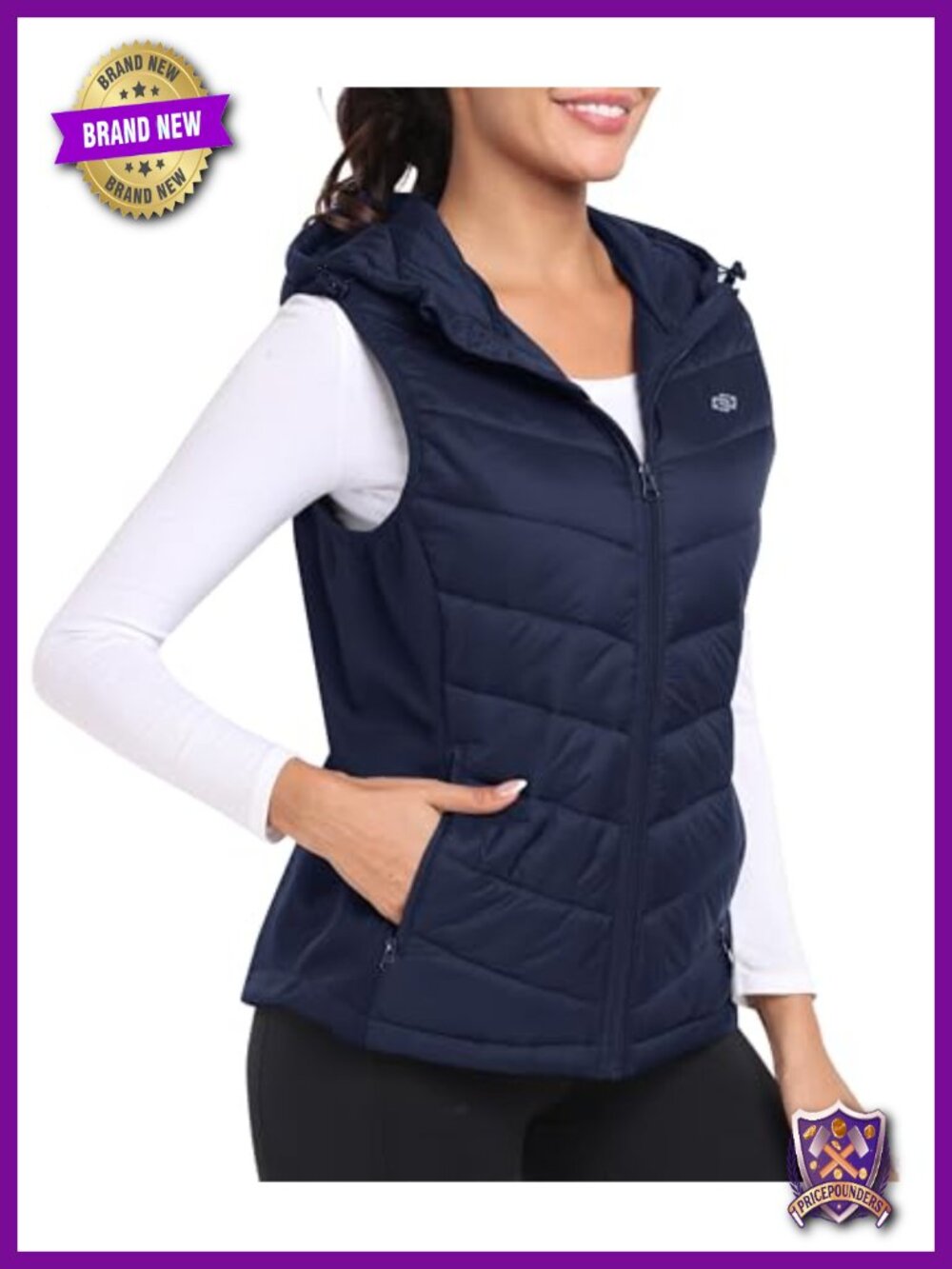 Womens Puffer Vest Hooded Lightweight Sleeveless Down Jacket